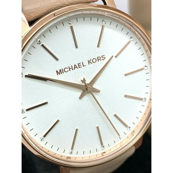Michael Kors Women's Watch MK2748 Pyper Quartz White Dial Rose Gold Leather Band - Picture 12 of 13